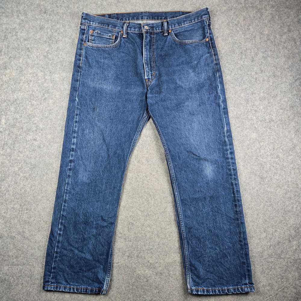 Levis 505 Jeans Mens 38x27 Blue Regular Fit Straight Leg Workwear Denim Pants